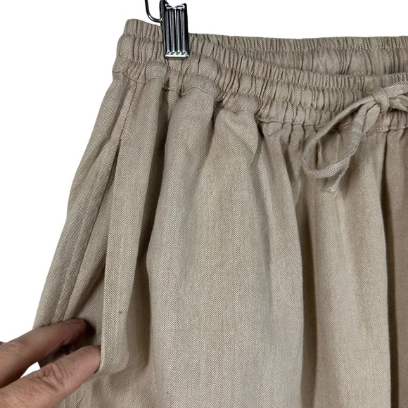 PRIMITIVE Women's L/XL Tan Cotton Elastic Waist Pull on Minimalistic Pants - Picture 2 of 7